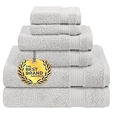 Cotton Paradise 6 Piece Towel Set 100% Cotton Soft Absorbent Turkish Towels for Bathroom 2 Bath Towels 2 Hand Towels 2 Washcloth Silver Gray Towel Set