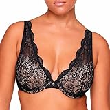 ThirdLove Lace Contour Plunge Bra Made for All-Day Wear, Adjustable Straps with Comfortable Underwire Support, Bras for Women Black