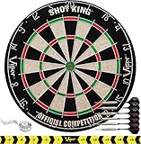 Viper by GLD Products Shot King Regulation Bristle Steel Tip Dartboard Set with Bullseye Metal Radial Spider Wire Compressed Sisal Board with Rotating Number Ring Includes 6 Darts Black