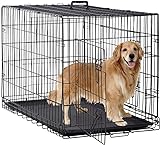 BestPet 24,30,36,42,48 Inch Dog Crates for Large Dogs Folding Mental Wire Crates Dog Kennels Outdoor and Indoor Pet Dog Cage Crate with Double-Door,Divider Panel, Removable Tray (Black, 48')
