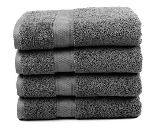 Ariv Collection Premium Bamboo Cotton Bath Towels Natural, Ultra Absorbent And Eco Friendly 30" X 52" (grey) (4 Piece Set)