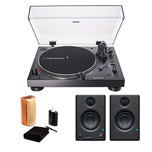 Audio Technica At Lp120x Usb Usb Turntable Black With Presonus Eris 3.5 Monitors (pair) And Knox Vinyl Record Cleaning Kit