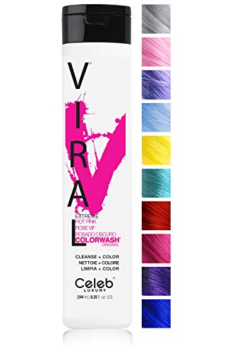 Celeb Luxury Viral Colorwash: Hot Pink Color Depositing Shampoo Concentrate, 10 Vivid And Pastel Colors, Stops Fade, 1 Quick Wash, Cleanse + Color, Sulfate Free, Cruelty Free, 100% Vegan