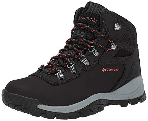 Columbia Women's Newton Ridge Plus Hiking Boot, Black/poppy Red, 7.5 Regular Us