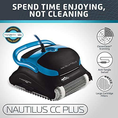 Dolphin Nautilus Cc Plus Automatic Robotic Pool Cleaner With Easy To Clean Large Top Load Filter Cartridges And Tangle Free Swivel Cord, Ideal For In Ground Swimming Pools Up To 50 Feet.