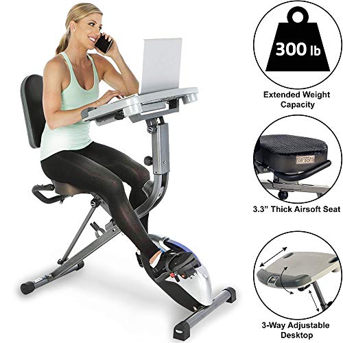 Flywheel Home Bike Black Friday -Exerpeutic Exerwork 1000 Fully Adjustable Desk Folding Exercise Bike With Pulse