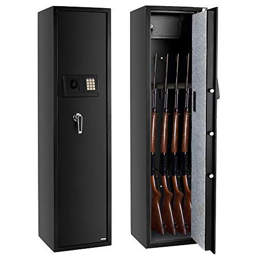 Fch Gun Safe Electronic 5 Gun Rifle Safe Large Firearm Safe Cabinet Quick Access Gun Storage Cabinet With Small Lock Box For Handguns Ammo┃codes Memory Function┃upgraded Package