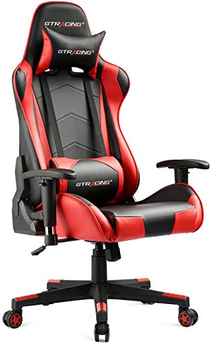 Gtracing Gaming Chair Racing Office Computer Game Chair Ergonomic Backrest And Seat Height Adjustment Recliner Swivel Rocker With Headrest And Lumbar Pillow E Sports Chair Red