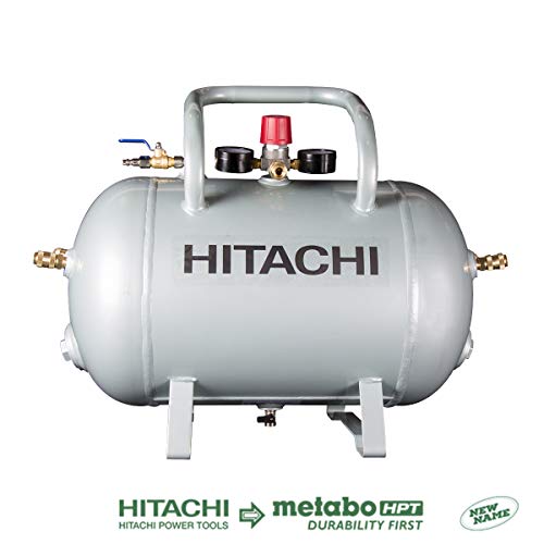 Hitachi Ua3810ab Reserve Air Tank, 5 Quick Connect Couplers Installed, Roll Cage Design, Industrial Ball Valve, Asme Certified, 10 Gallon Capacity (discontinued By The Manufacturer)