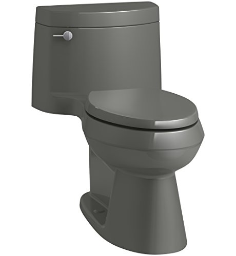 Kohler K 3619 58 Cimarron Comfort Height One Piece Elongated 1.28 Gpf Toilet With Aquapiston Flush Technology, Concealed Trapway, And Left Hand Trip Lever, Thunder Grey