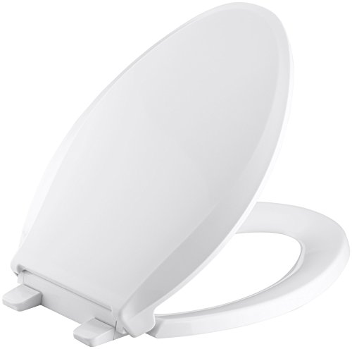 Kohler K 4636 0 Cachet Elongated White Toilet Seat, With Grip Tight Bumpers, Quiet Close Seat, Quick Release Hinges, Quick Attach Hardware, No Slam Toilet Seat, White