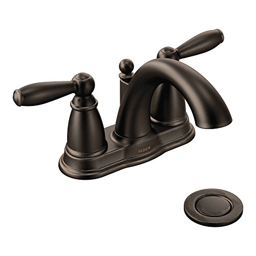 Moen 6610orb Brantford Two Handle Low Arc Bathroom Faucet With Drain Assembly, Oil Rubbed Bronze