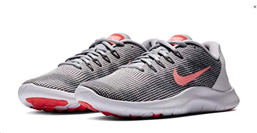 Nike Womens Flex 2018 Rn Wolf Grey/pink Gaze Dark Grey Aa7408 011 (9.5 B(m) Us)