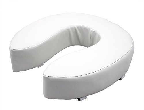 Obbomed Mu 3404 New High Density Toilet Seat Raiser Elevated Raised Cushion, Cushioned And Padded Cover For Elderly, Senior, Handicap And Disabled White, 4 Inches