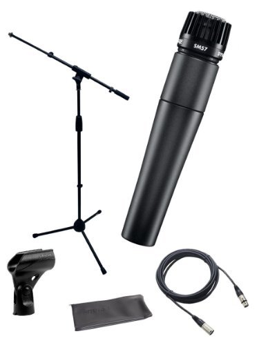 Shure Sm57 Lc Instrument/vocal Cardioid Dynamic Microphone Bundle With Mic Boom Stand, Xlr Cable, Mic Clip, And Bag