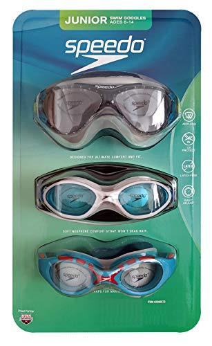 Speedo Junior Swim Goggles For Ages 6 14, 3 Pack (blue/white/green)