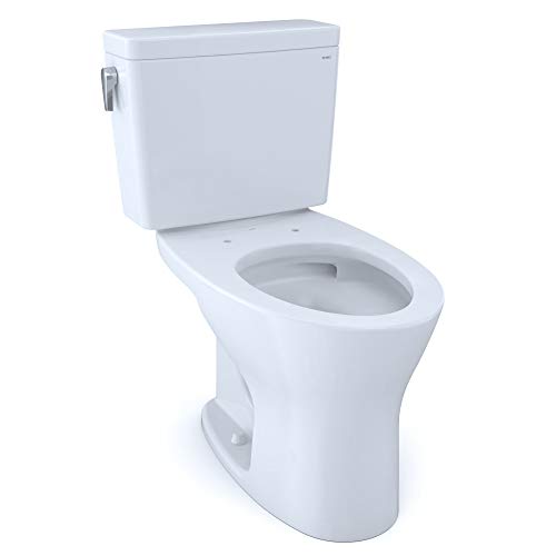 Toto Cst746csmfg#01 Drake Two Piece Elongated Dual Flush 1.6 And 0.8 Gpf Universal Height Dynamax Tornado Flush Toilet With Cefiontect, Cotton White