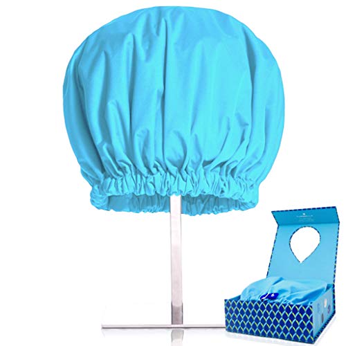 Turbella Xl Extra Large Shower Cap For Women | Long, Curly + Thick Hair | Waterproof Breathable Fabric Removes Humidity To Keep Hair Dry + Styled | Adjustable | Anti Slip Grip | Made In Usa Quality