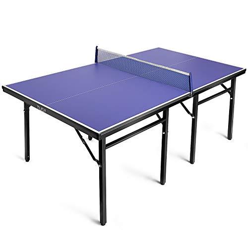 Tusy Ping Pong Table Indoor And Outdoor 98% Preassembled Midsize Easy Storage Table Tennis Table With Net 15mm