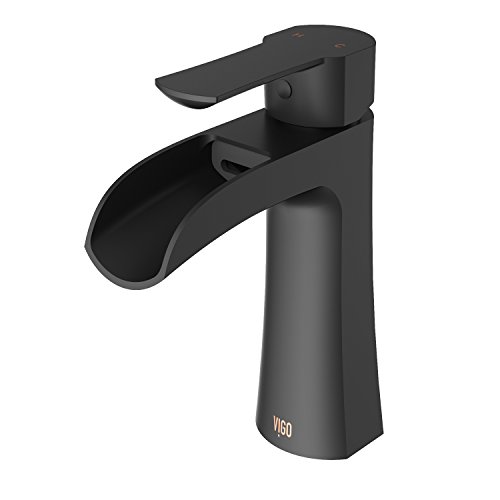 Vigo Vg01041 Paloma Solid Brass Single Hole Bathroom Sink Faucet, Premium 7 Layer Plated Matte Black Finish