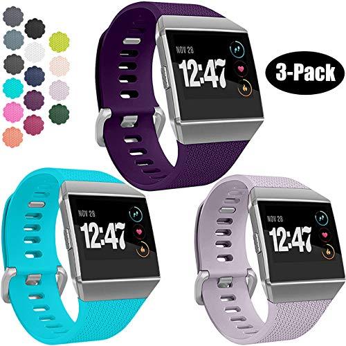 Wepro Bands Compatible With Fitbit Ionic Smartwatch, Watch Replacement Sport Strap For Women Men Kids, Small, Teal, Plum, Lavender