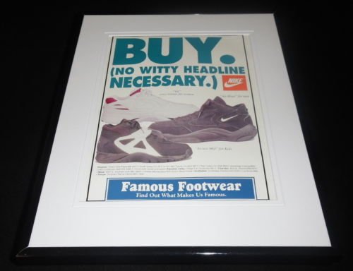 1995 Nike Air Hops / Famous Footwear 11x14 Framed Original Advertisement