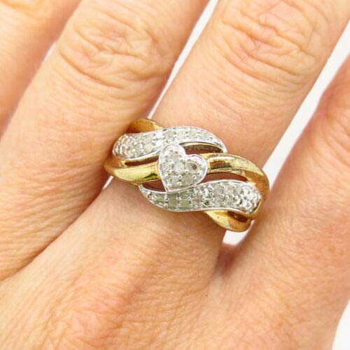 925 Sterling Gold Plated Jwbr Kay Jewelers Real Diamond Heart Ring Size 6 3/4 Christmas Gift By Wholesale Charms