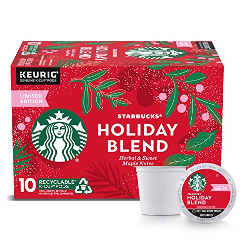 Starbucks Medium Roast K Cup Coffee Pods — Starbucks Holiday Blend For Keurig Brewers — 1 Box (10 Pods)