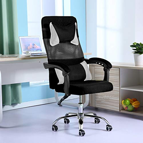 Pc Gaming Chair Ergonomic Office Chair Cheap Desk Chair With Lumbar Support Arms Headrest Pu Leather Executive High Back Computer Chair For Adults Women Men, 44inch Black And White