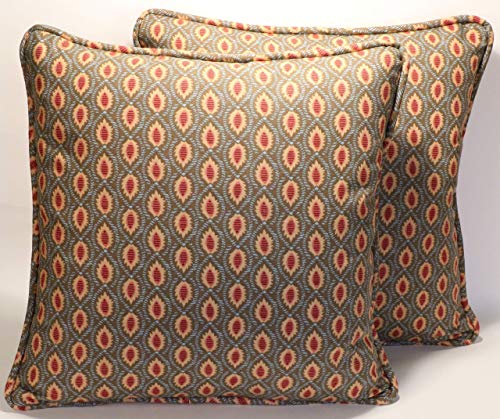 A Set Of 2 18" Annie Selke Sema Taupe Leaf Pattern Decorative Throw Pillow Covers