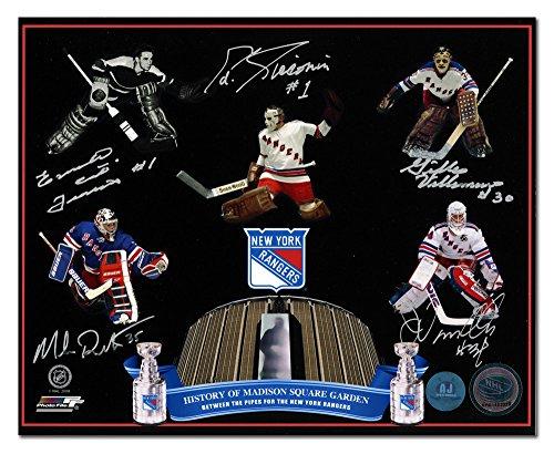 Aj Sports World Ny Rangers Madison Square Gardens Autographed 5 Goalie Legends 8x10 Photo