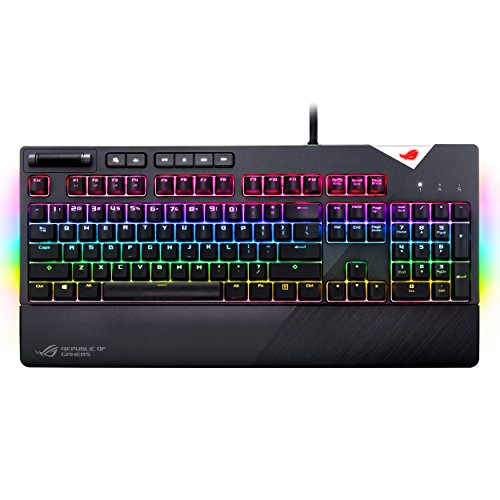 Asus Rgb Mechanical Gaming Keyboard Rog Strix Flare (cherry Mx Blue Switches Cm Ss) | Aura Sync & Sdk | Gaming Keyboard For Pc | Customizable Badge, Usb Pass Through | Media Controls