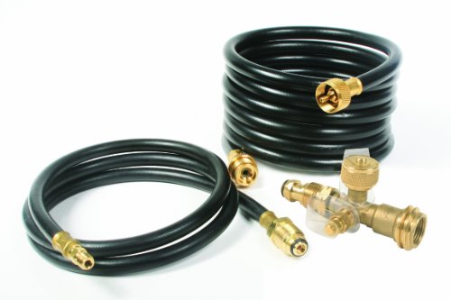 Camco Propane Brass 4 Port Tee Comes With 5ft And 12ft Hoses, Allows For Connection Between Auxiliary Propane Cylinder And Propane Appliances (59123)