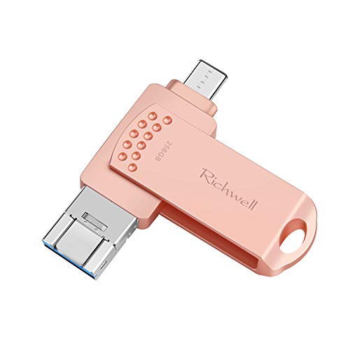 Usb Flash Drives 256gb For Phone Thumb Drive Photo Stick Usb C Memory Stick 3in1 External Storage Usb Stick Richwell For Phone Pad Ios Mac Android Usb Type C And Computers (pink256g Ucdd