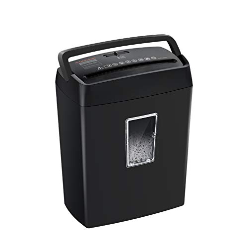 Bonsaii 6 Sheet Cross Cut Paper Shredder, Shredders For Small Office & Home Use,4 Minute Continuous Running Time, 3.4 Gallons Wastebasket, Black(c204 C)