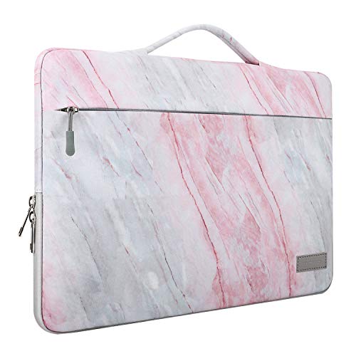 Moko 15.6 Inch Laptop Sleeve Case Fits 2019 Macbook Pro 16 Inch, Macbook Pro 15.4", Surface Book 15 Inch, Ultrabook Notebook Carrying Bag For 15.6" Dell Hp Acer Chromebook, Pink Gray Marble