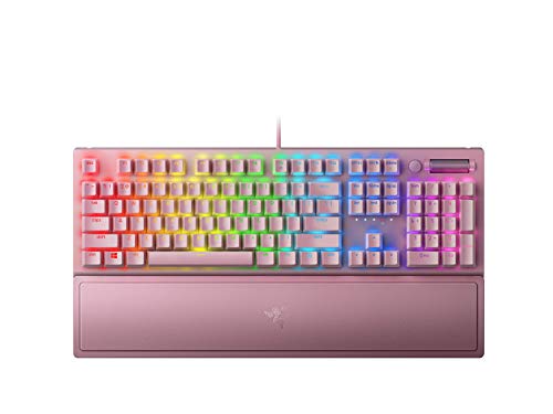 Razer Blackwidow V3 Mechanical Gaming Keyboard: Green Mechanical Switches Tactile & Clicky Chroma Rgb Lighting Compact Form Factor Programmable Macro Functionality Quartz Pink