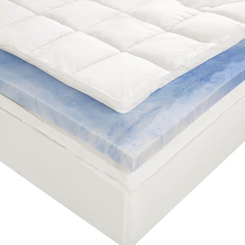 Sleep Innovations 4 Inch Dual Layer Mattress Topper Gel Memory Foam And Plush Fiber. 10 Year Limited Warranty. Queen Size