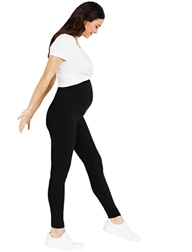 Motherhood Maternity Women's Maternity Essential Stretch Full Length Secret Fit Belly Leggings, Black, Medium