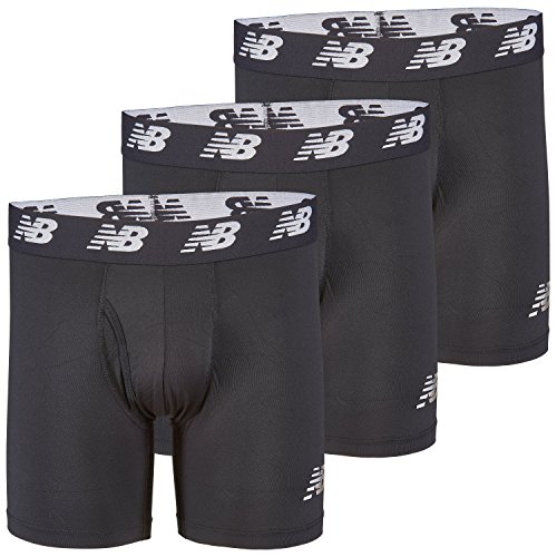 New Balance Men's 6" Boxer Brief Fly Front With Pouch, 3 Pack, Black/black/black, X Large