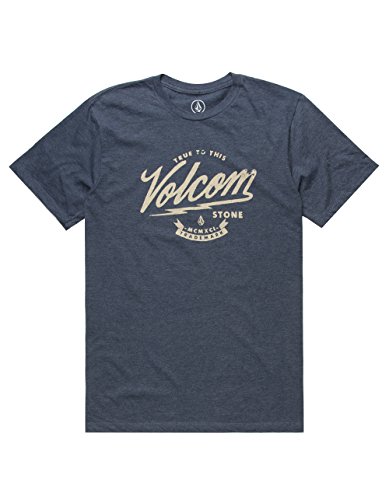 Volcom Old Spark Mens T Shirt, Heather Navy, Large